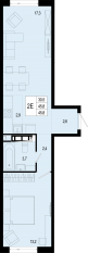 ЖК «Новая Щербинка», планировка 2-комнатной квартиры, 46.00 м²