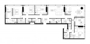 МФК «SLAVA», планировка 5-комнатной квартиры, 201.00 м²