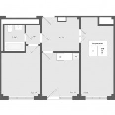 МЖК «Яковлево», планировка 2-комнатной квартиры, 55.00 м²