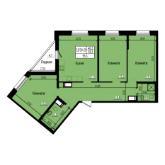 ЖК «Прагма City», планировка 3-комнатной квартиры, 95.50 м²