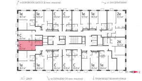 ЖК «Лучи», планировка студии, 22.70 м²