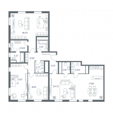 ЖК «iLove», планировка 4-комнатной квартиры, 171.10 м²