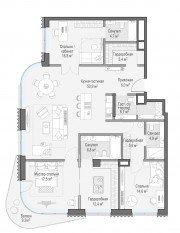 ЖК Дом «Лаврушинский», планировка 3-комнатной квартиры, 154.90 м²