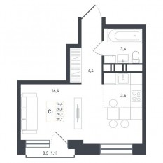 ЖК «Новая Щербинка», планировка студии, 28.30 м²