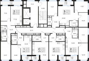 ЖК «GloraX Парголово», планировка 2-комнатной квартиры, 61.82 м²