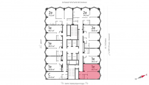 ЖК «ЗИЛАРТ», планировка 1-комнатной квартиры, 45.70 м²