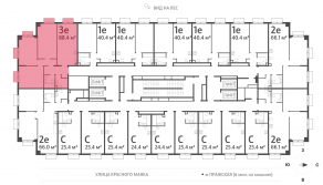 ЖК «ParkSide», планировка 3-комнатной квартиры, 88.40 м²