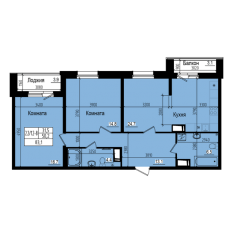 ЖК «Прагма City», планировка 2-комнатной квартиры, 83.10 м²