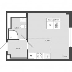 МЖК «Яковлево», планировка студии, 26.90 м²