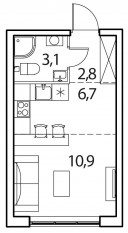 ЖК «Новый Зеленоград», планировка студии, 23.70 м²