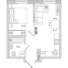 ЖК ЦДС «Новые Горизонты», планировка студии, 33.60 м²
