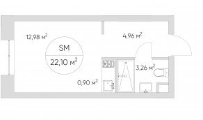 Апарт-комплекс «N'ice loft», планировка студии, 22.00 м²