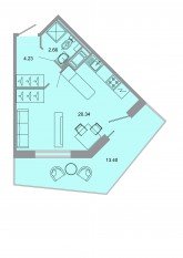 ЖК «Стороны света», планировка студии, 30.50 м²