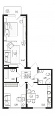 МЖК «Верево-Сити», планировка 2-комнатной квартиры, 63.25 м²