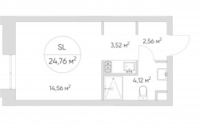 Апарт-комплекс «N'ice loft», планировка студии, 24.80 м²