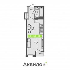 ЖК «FoRest Аквилон», планировка студии, 23.70 м²