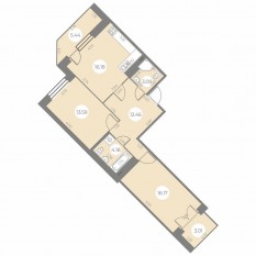 ЖК «Огни Залива», планировка 2-комнатной квартиры, 69.90 м²