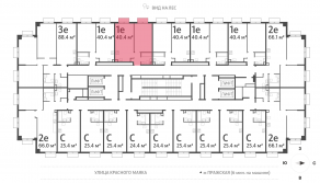 ЖК «ParkSide», планировка 1-комнатной квартиры, 40.40 м²