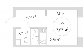 Апарт-комплекс «N'ice loft», планировка студии, 17.80 м²