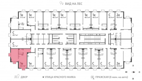 ЖК «ParkSide», планировка 1-комнатной квартиры, 42.30 м²