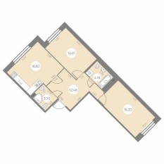 ЖК «Огни Залива», планировка 2-комнатной квартиры, 67.37 м²