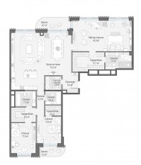 ЖК Дом «Лаврушинский», планировка 3-комнатной квартиры, 210.30 м²