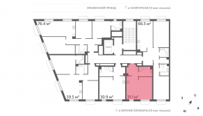 ЖК «Дмитровское небо», планировка студии, 31.10 м²