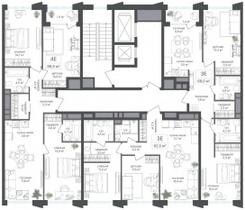 ЖК «Михалковский», планировка 4-комнатной квартиры, 87.50 м²