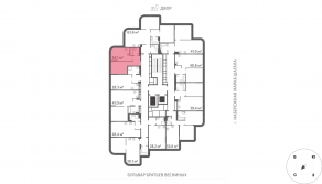 ЖК «Марк», планировка 1-комнатной квартиры, 34.10 м²