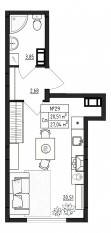 МЖК «Верево-Сити», планировка студии, 27.04 м²