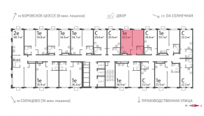 ЖК «Лучи», планировка 1-комнатной квартиры, 35.30 м²