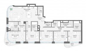 ЖК Дом «Лаврушинский», планировка 4-комнатной квартиры, 203.60 м²