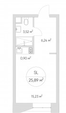 Апарт-комплекс «N'ice loft», планировка студии, 26.40 м²