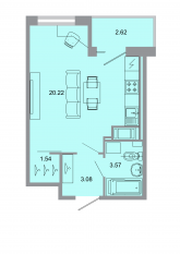 ЖК «Стороны света», планировка студии, 28.80 м²