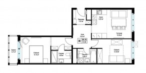ЖК «Эко Видное 2.0», планировка 2-комнатной квартиры, 62.00 м²