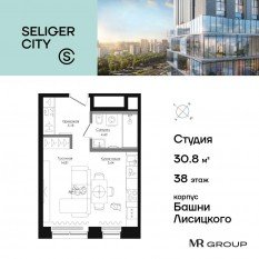 ЖК «Селигер Сити», планировка студии, 30.89 м²