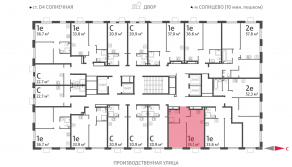 ЖК «Лучи», планировка 1-комнатной квартиры, 35.10 м²