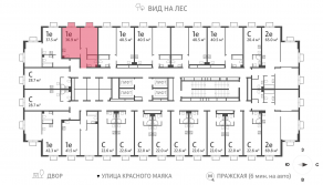 ЖК «ParkSide», планировка 1-комнатной квартиры, 36.90 м²