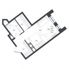 ЖК «Новая Щербинка», планировка студии, 23.50 м²