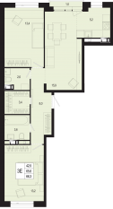 ЖК «Новая Щербинка», планировка 3-комнатной квартиры, 65.60 м²