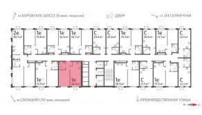 ЖК «Лучи», планировка 1-комнатной квартиры, 36.40 м²