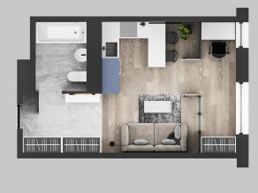 ЖК «Дюна», планировка студии, 26.65 м²