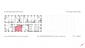 ЖК «Обручева 30», планировка 1-комнатной квартиры, 35.00 м²