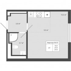 МЖК «Яковлево», планировка студии, 27.60 м²