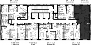 ЖК «Селигер Сити», планировка 2-комнатной квартиры, 68.64 м²