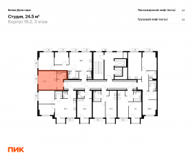 ЖК «Белая Дача парк», планировка студии, 24.50 м²
