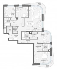 ЖК Дом «Лаврушинский», планировка 3-комнатной квартиры, 177.70 м²