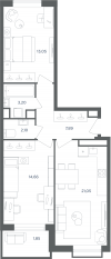 МФК «Равновесие», планировка 3-комнатной квартиры, 63.70 м²
