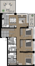 ЖК «Квартал Серебряный бор», планировка 4-комнатной квартиры, 90.20 м²