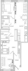 ЖК ЦДС «Dreamline», планировка 2-комнатной квартиры, 76.20 м²